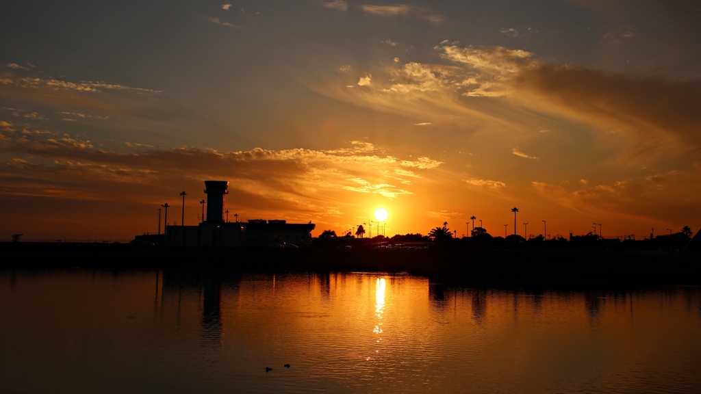 Sunset  at the  airport
