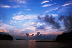 遮られた夕焼け