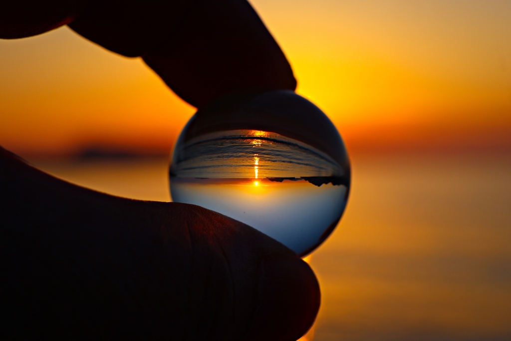 Reflection of glass ball