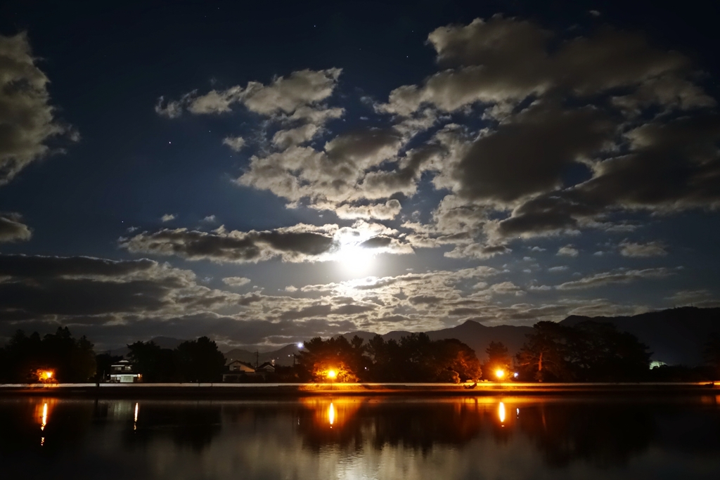 月夜の河川敷