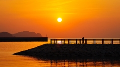 防波堤でスマホか～い！