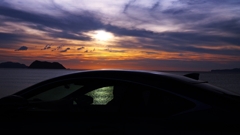 ルーフ越しの夕景