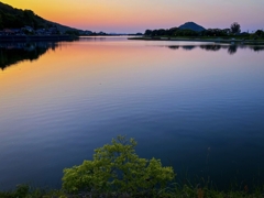 河口付近の日没どき
