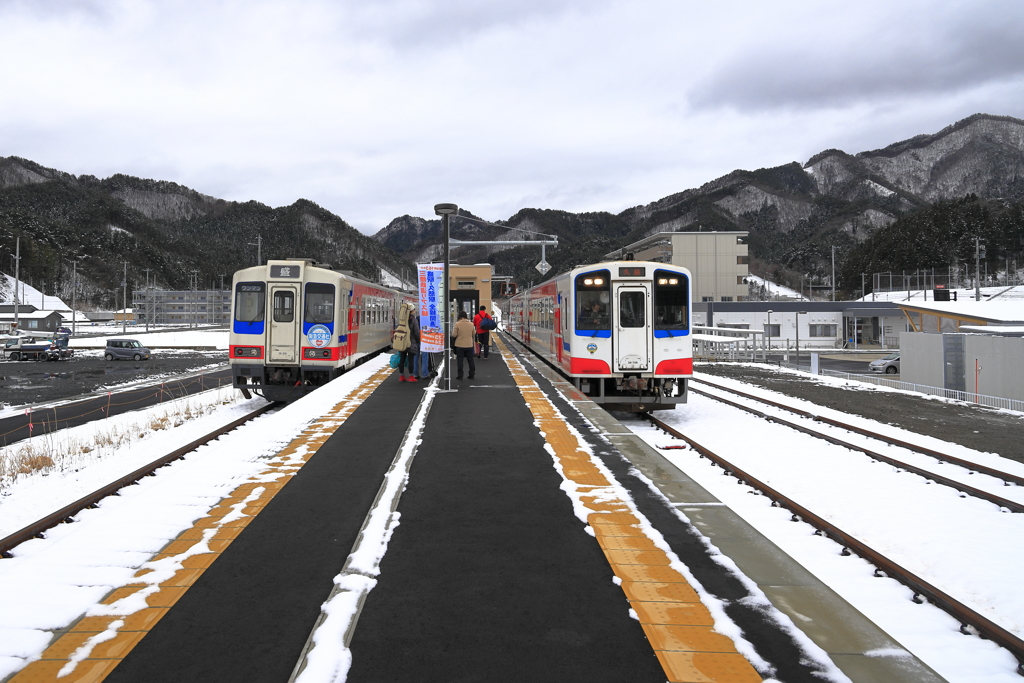 鵜住居駅にて