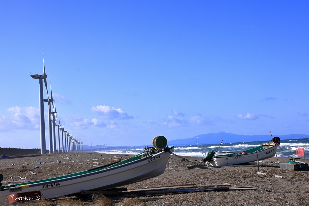 秋田の海辺にて