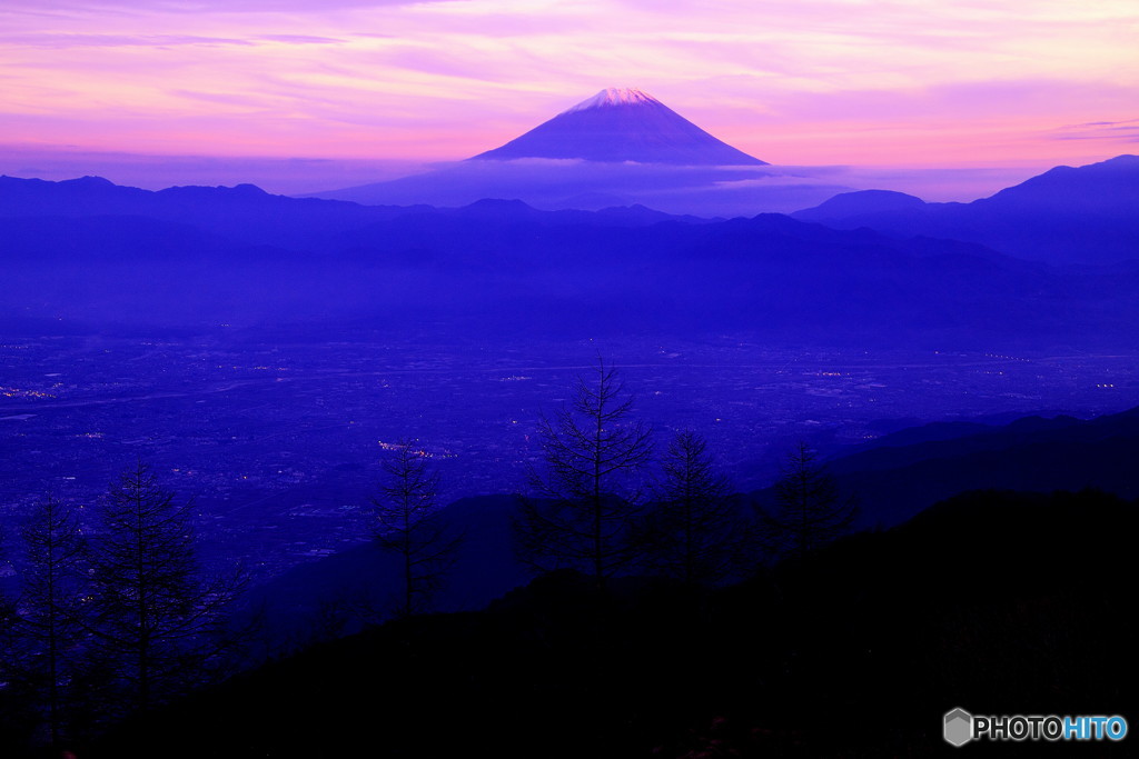 夕暮れの富士