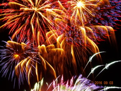 今年の諏訪湖全国花火大会にて