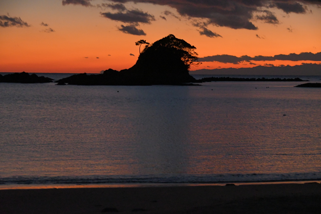 阿津里浜　夕映え