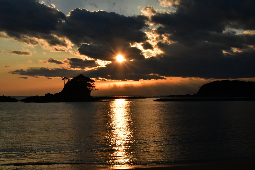 阿津里浜　夕日