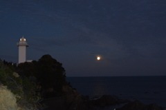 安乗灯台と満月
