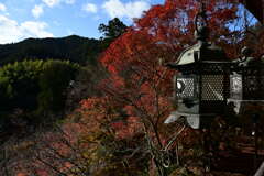 談山神社　吊るし灯籠と紅葉