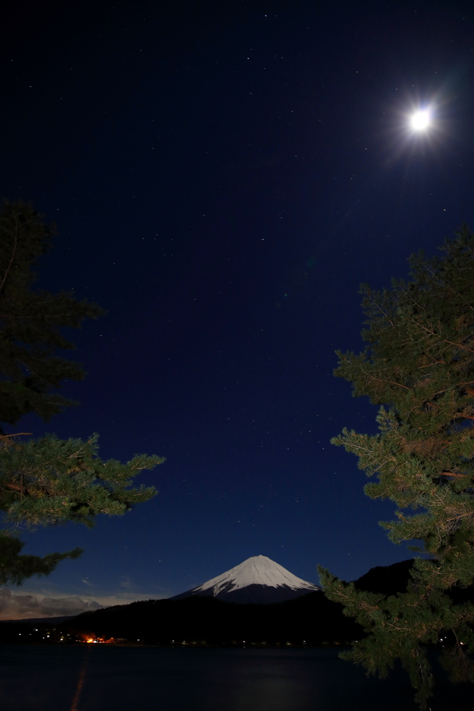 ◯の夜富士　河口湖 