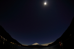◯の夜富士　精進湖　魚眼