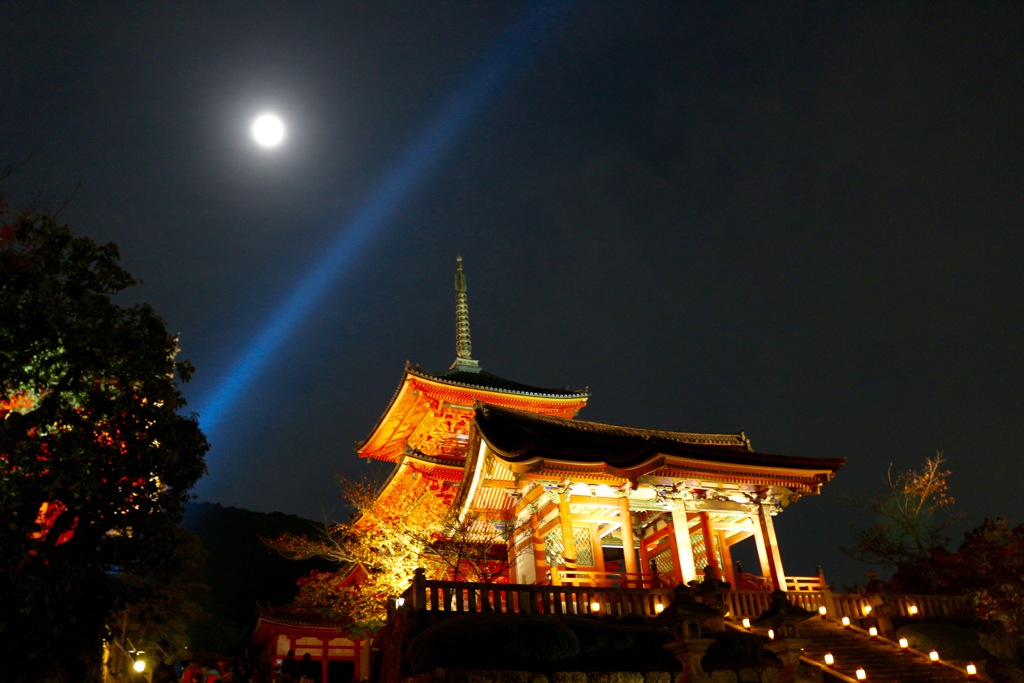 清水寺ライトアップ X スーパームーン