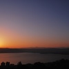 諏訪湖に落ちる夕日