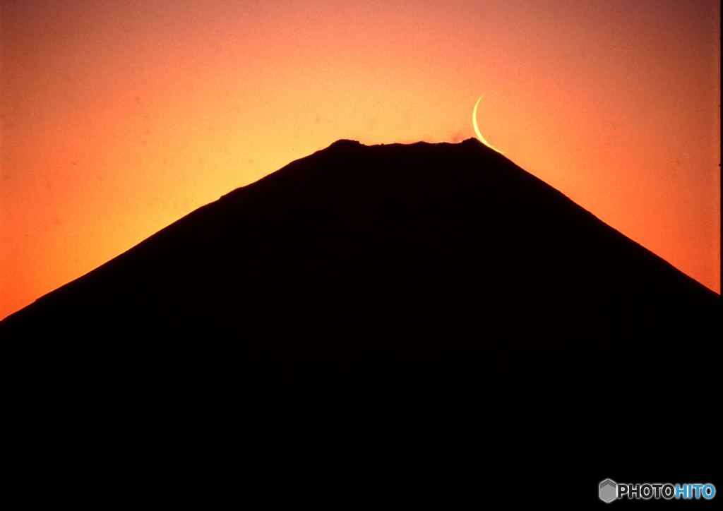 月と富士山