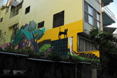 台湾台南路地裏　猫の絵