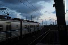 夕暮れの電車