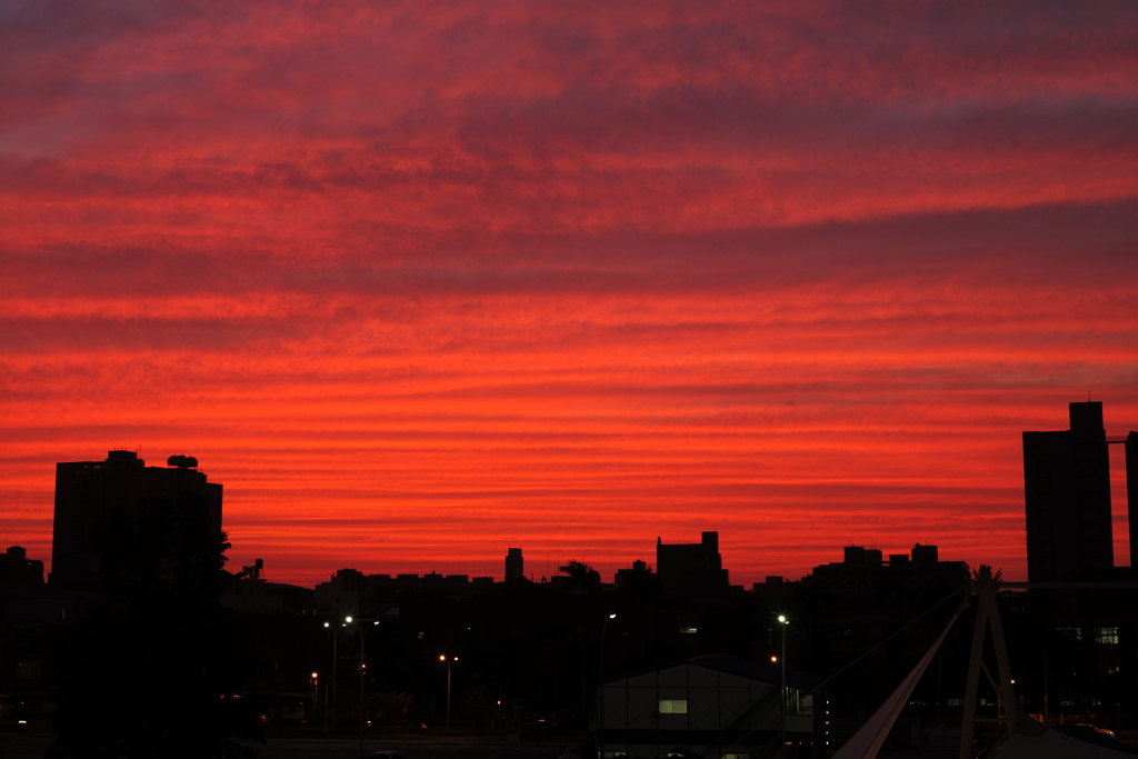 真っ赤な夕焼け