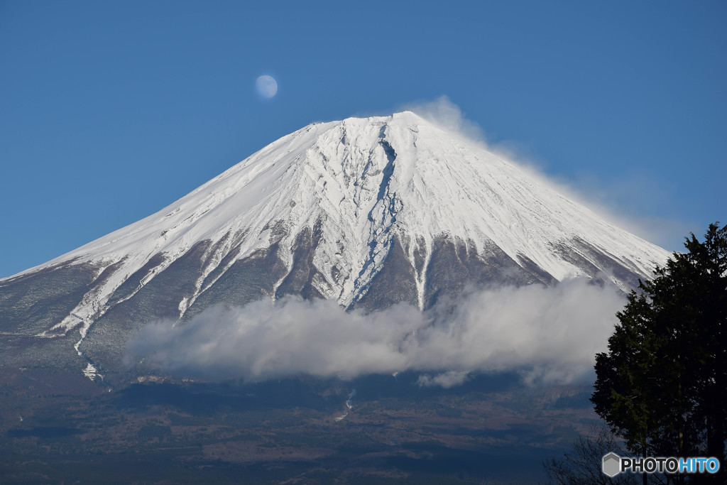 月と富士
