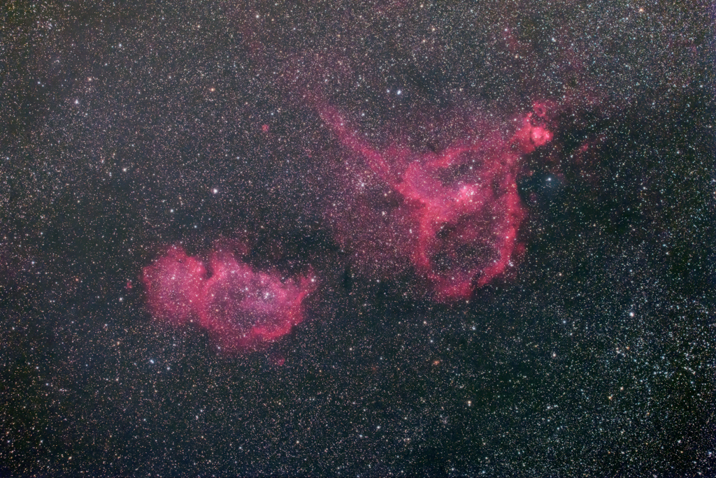 ハート星雲IC1805と胎児星雲IC1848(カシオペア座)