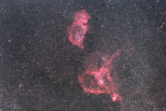 胎児星雲IC1848とハート星雲IC1805（カシオペア座）