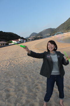 浜辺のシャボン玉