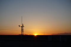 屋上から眺める夕日