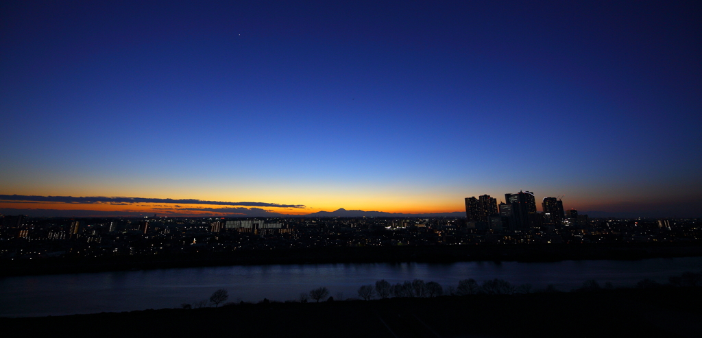 多摩川の夕景