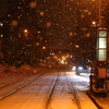 雪の中の路面電車
