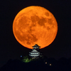 岐阜城と赤い月