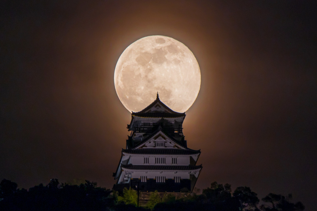 岐阜城と満月