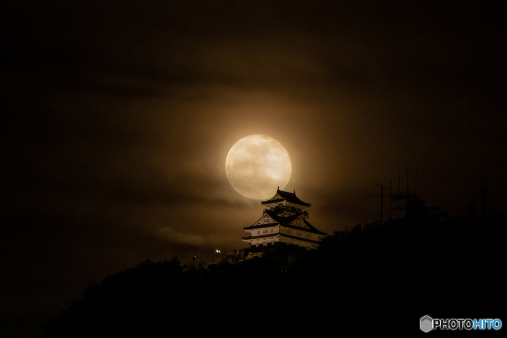 岐阜城と月