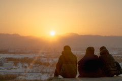 友人と見る夕日