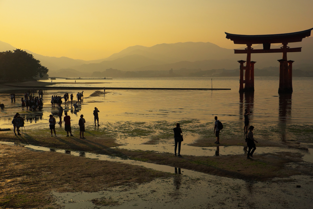 夕焼けの朱の鳥居