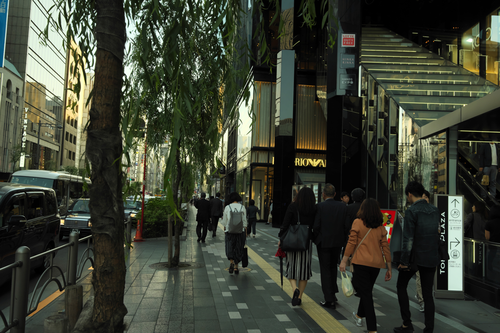 銀座の柳の下で