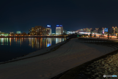 宍道湖雪夜景