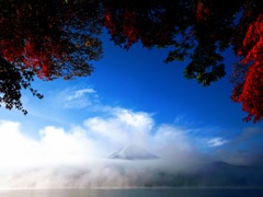 霧に浮かぶ富士