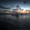 漁船の夕日