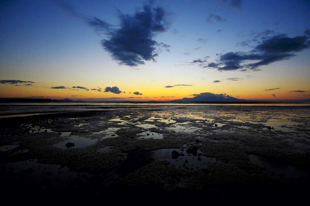 干潟夕日