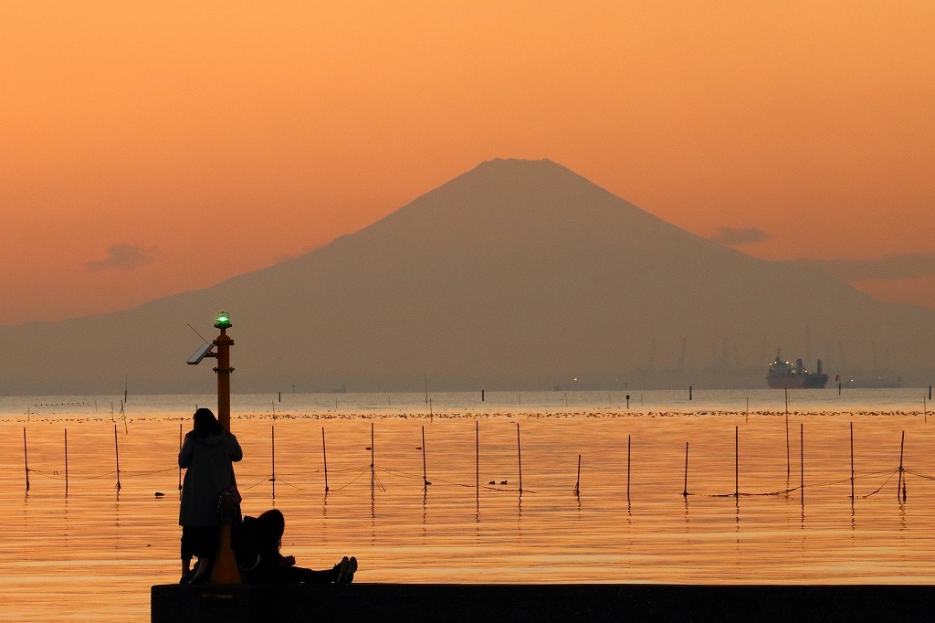 富士山と学生