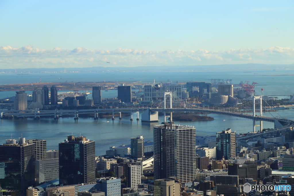 東京タワートップデッキからお台場方面