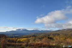 浅間山 紅葉 嬬恋高原 嬬恋牧場 愛妻の鐘の地より