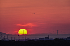 橋と夕陽