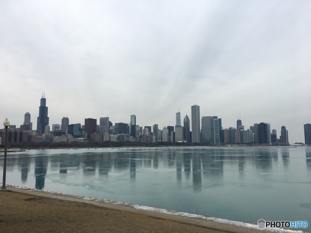 Frozen Michigan lake