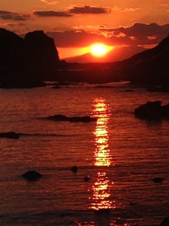 太平洋に落ちる夕陽
