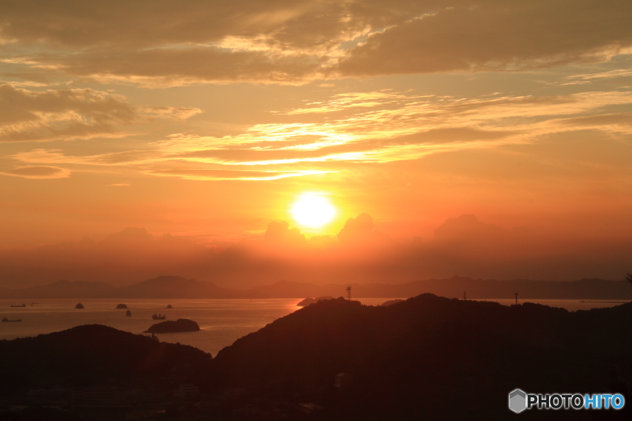 鷲羽山の夕日