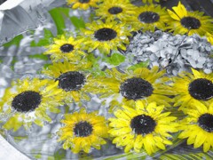 ひまわりの花手水