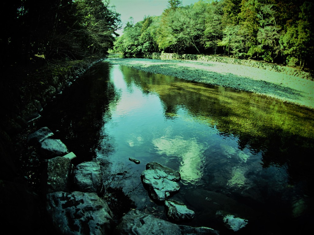 五十鈴川の水面