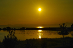 琵琶湖の夕陽①